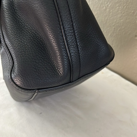 Tory Burch Half Moon Leather Satchel Black Gold Crossbody Convertible Bag - Picture 14 of 17